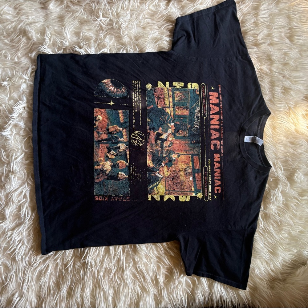 Black Graphic Band Tee - "Maniac" Design